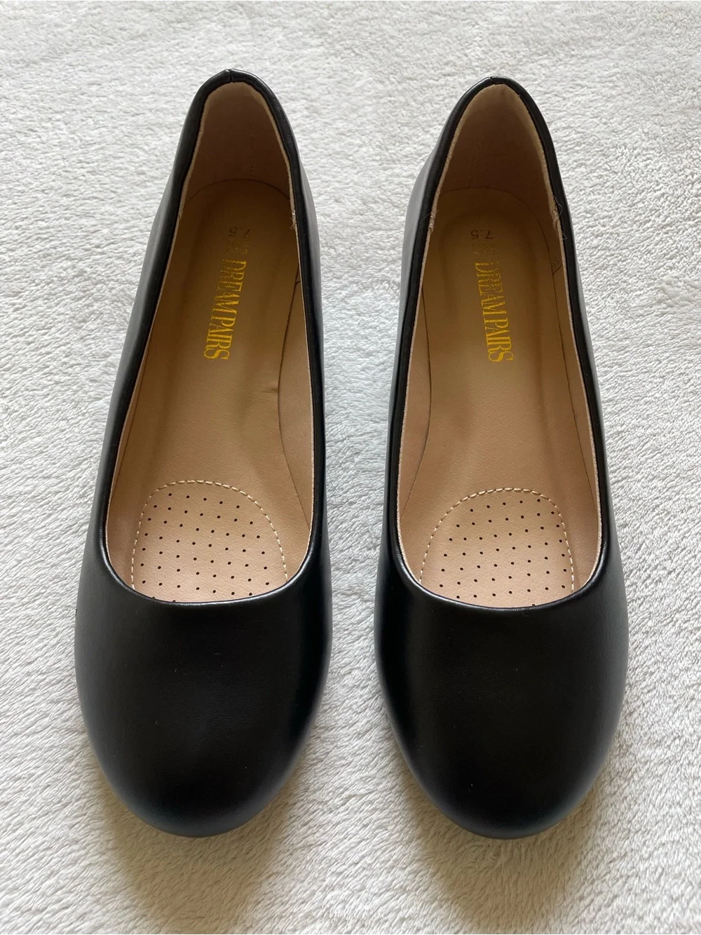 DREAM PAIRS Bundle Women's Debbie Mid Wedge Heel Pump Shoes Size 7.5 Nude/Black